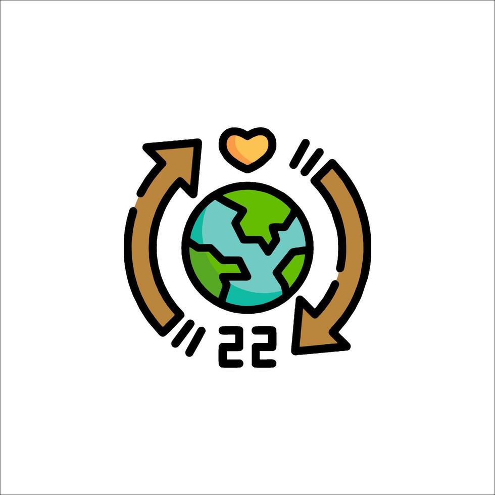 Earth day logo with a heart and arrows vector