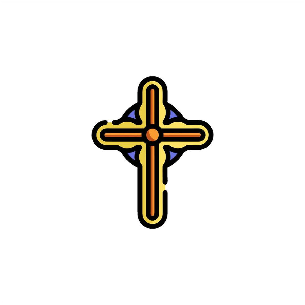 A cross with a yellow and orange color scheme vector