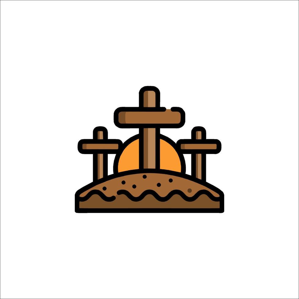 The cross icon with a sun in the background vector