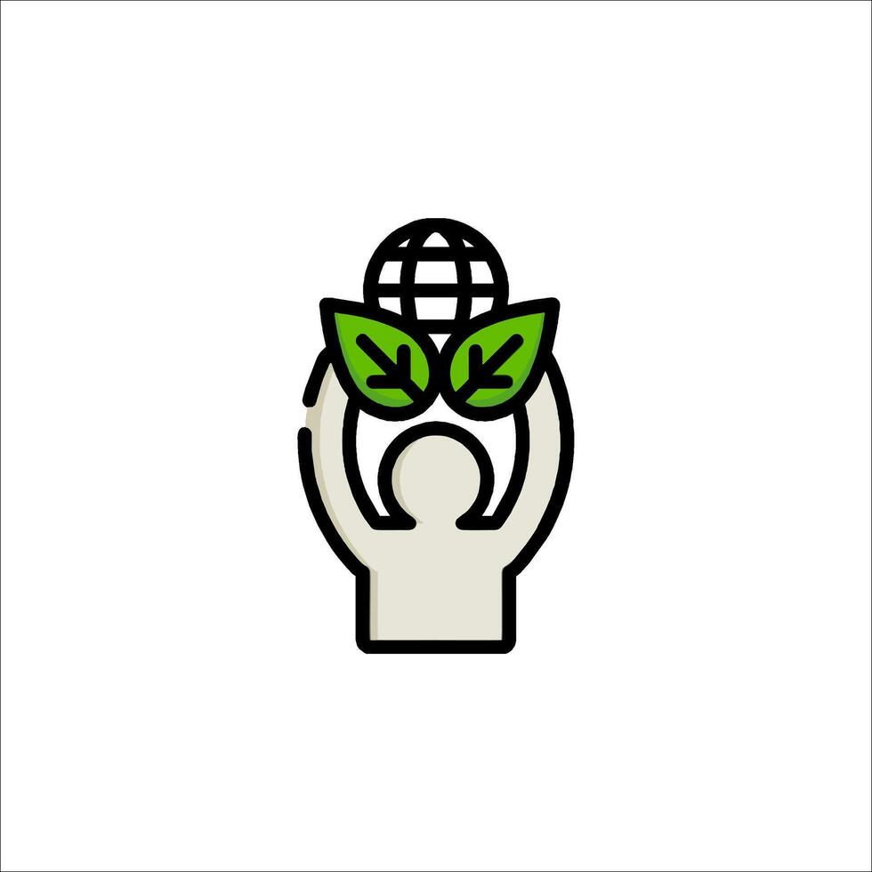 A person holding a globe with leaves on it vector