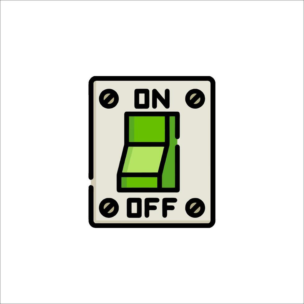 A green on off switch on a white background vector