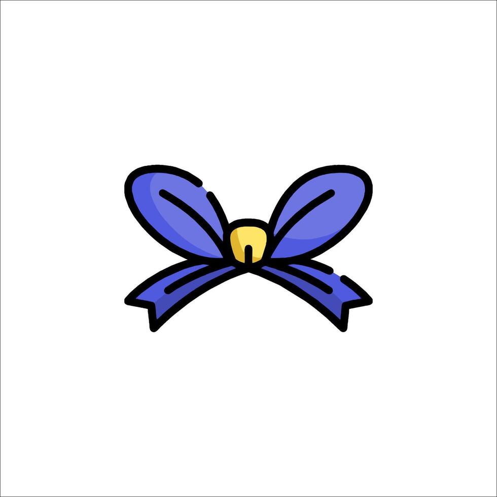 A blue bow with a yellow center vector