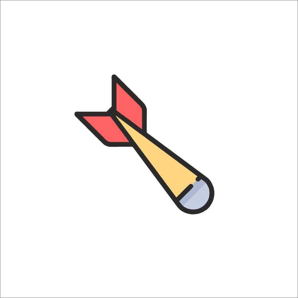 A red and yellow arrow with a red and white tip vector