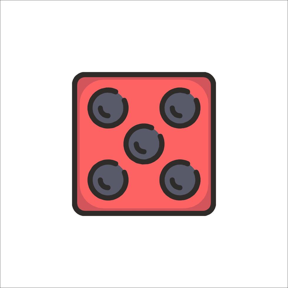 A red dice with six black dots on it vector