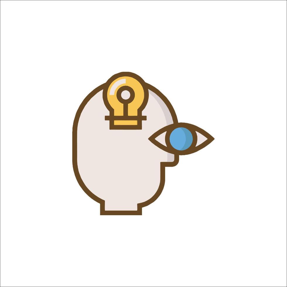A person with an idea light bulb in their head vector
