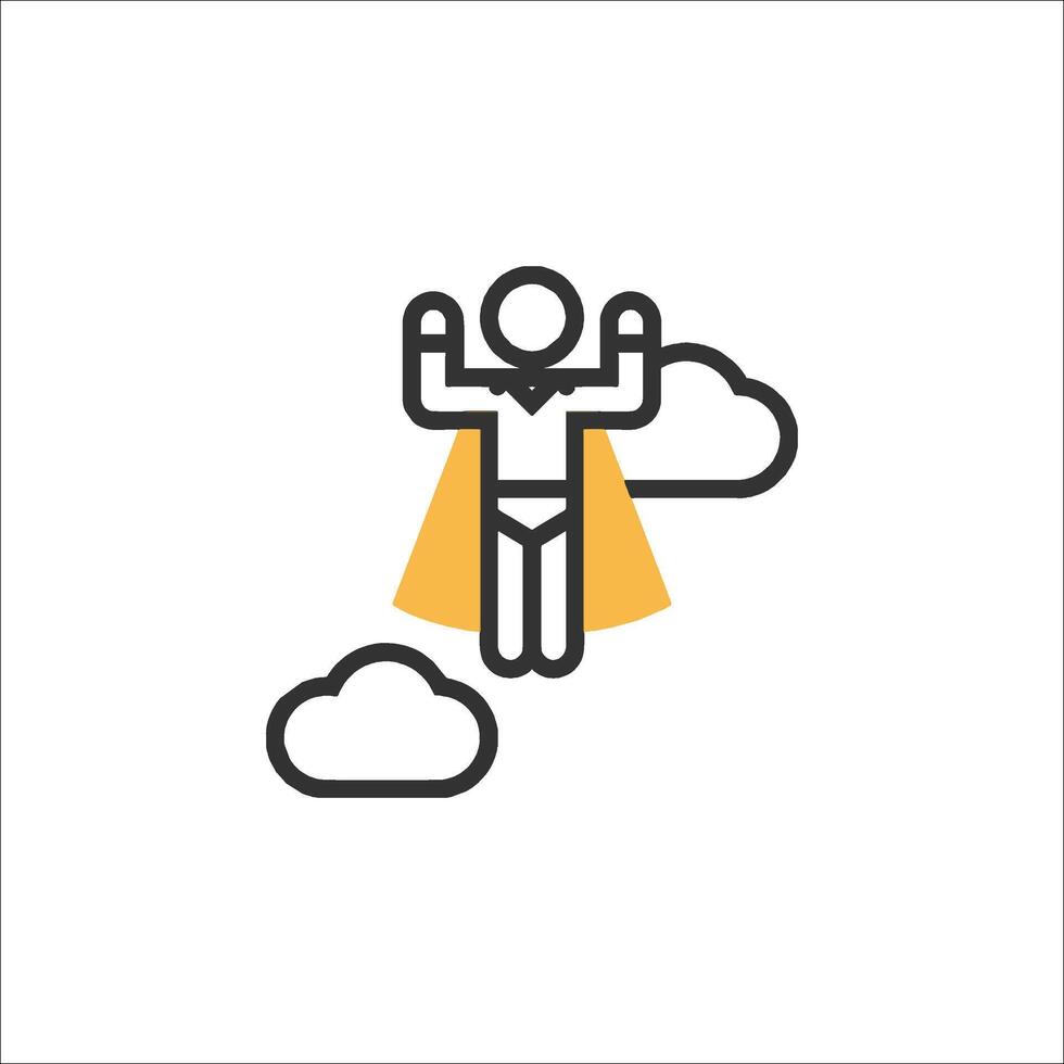 A man flying above clouds with a cloud in the background vector