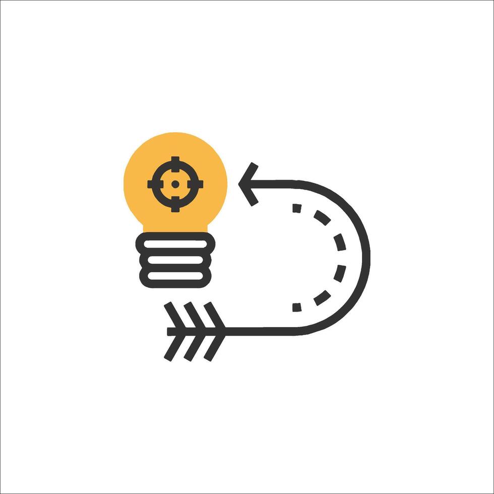 An arrow pointing to a light bulb with a cog on it vector