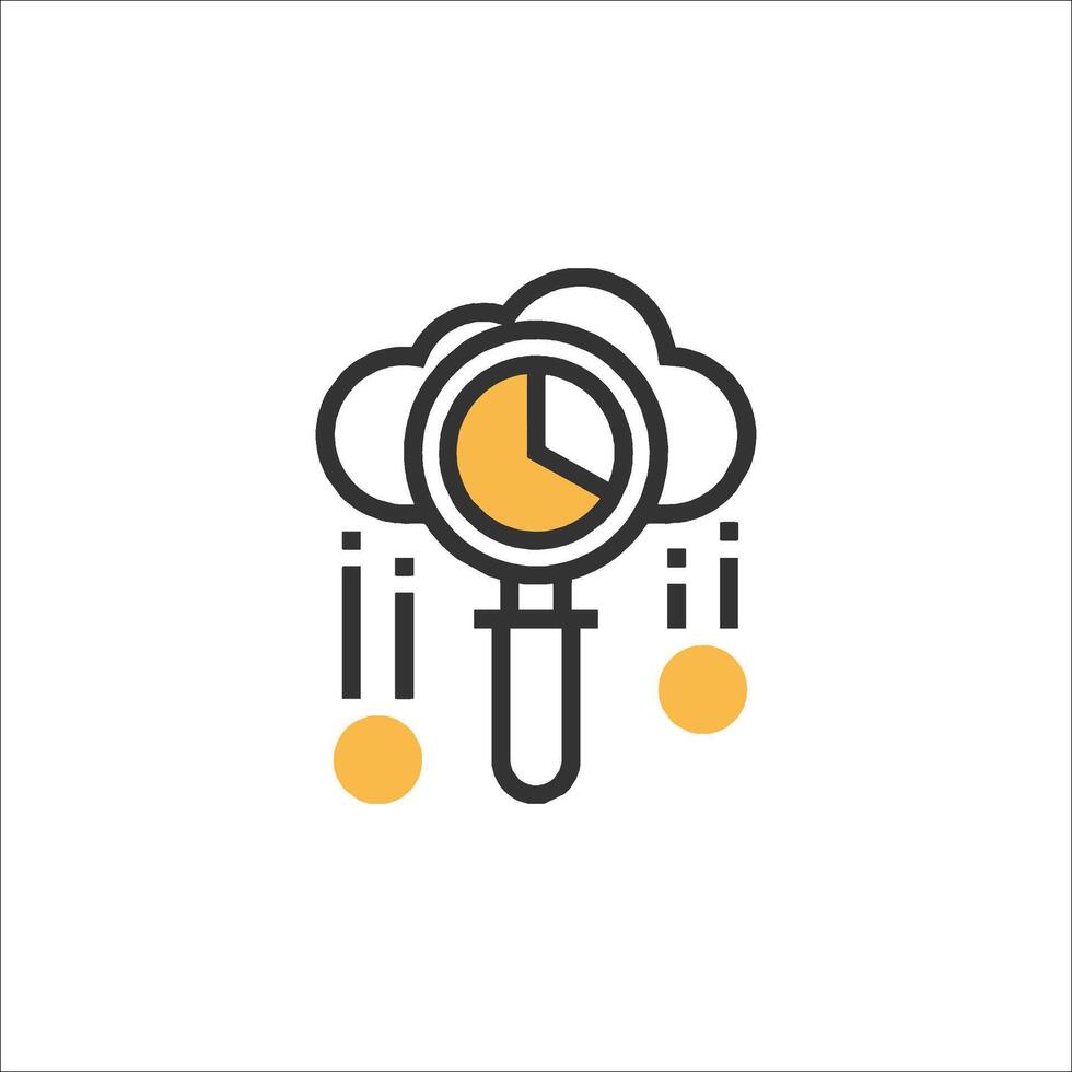 A cloud with a clock and a magnifying glass vector