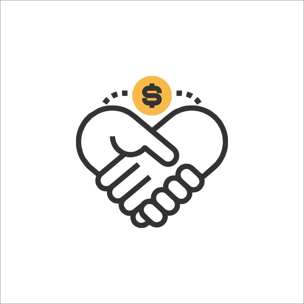 Handshake icon with money symbol vector