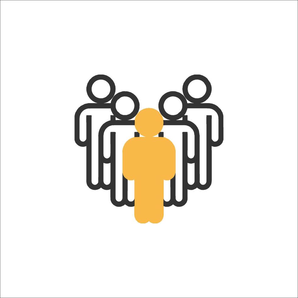 A group of people standing in a line with a yellow person in the middle vector