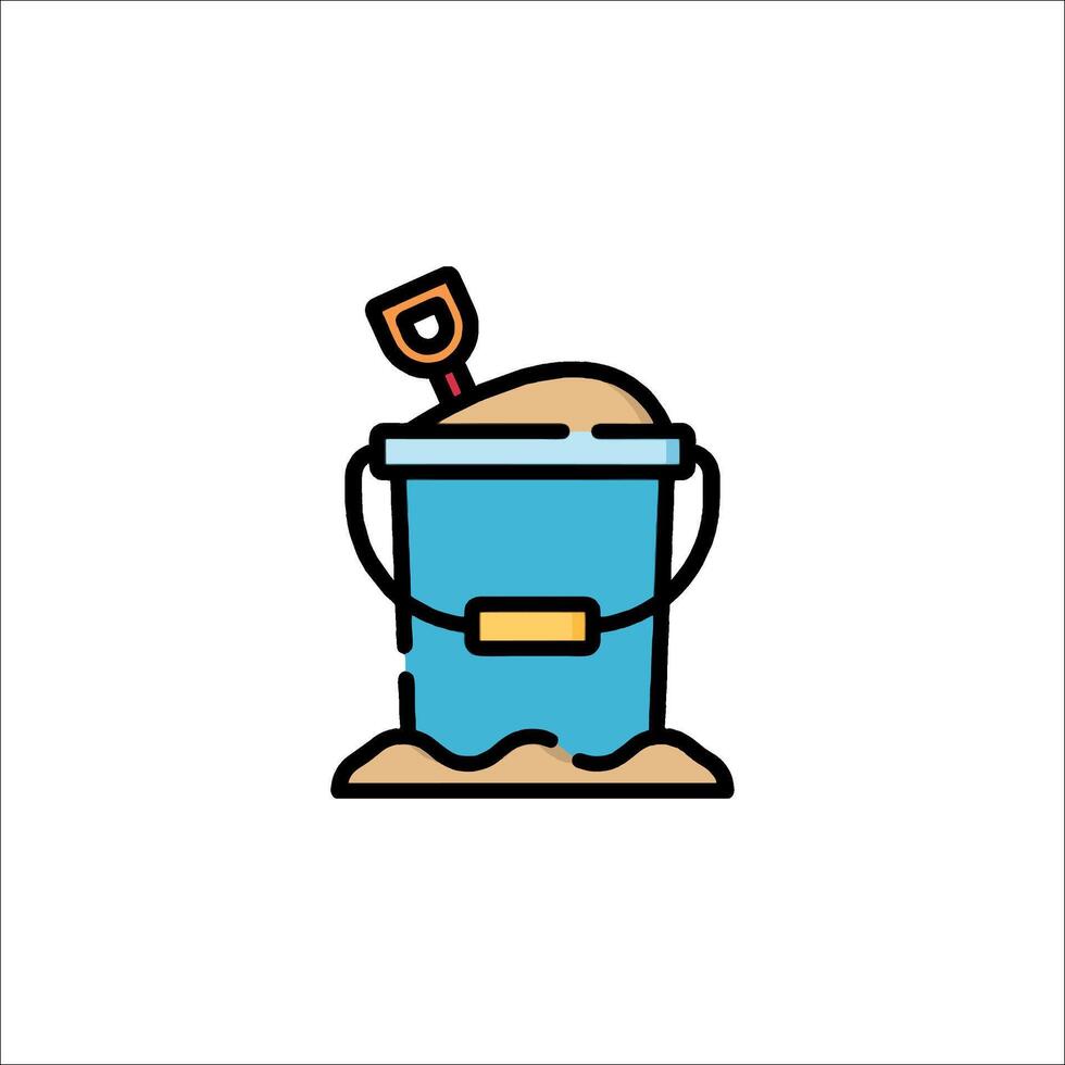 A bucket with sand and shovel icon vector