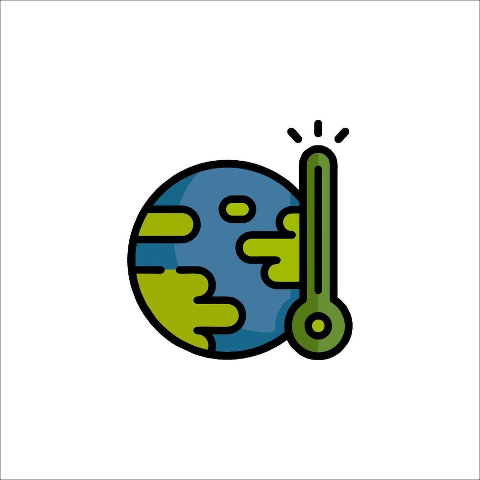 Earth globe thermometer icon illustration vector