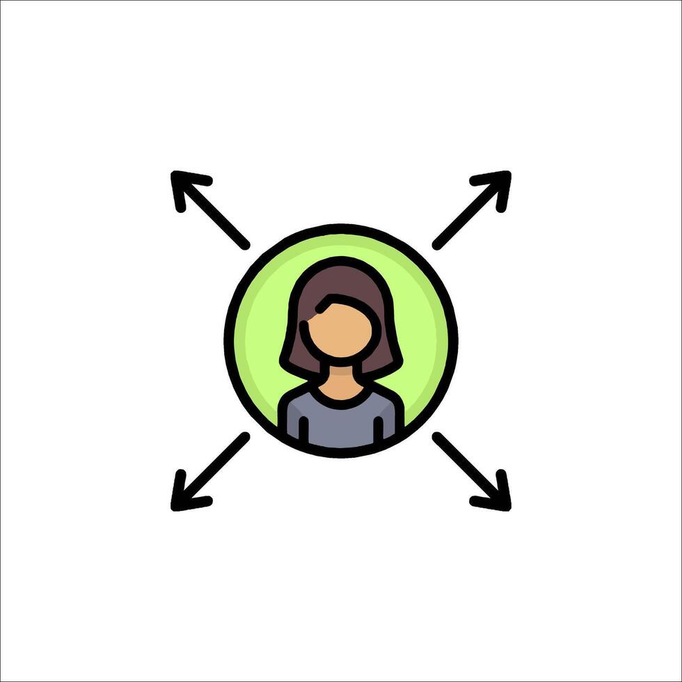 A woman is surrounded by arrows and arrows vector