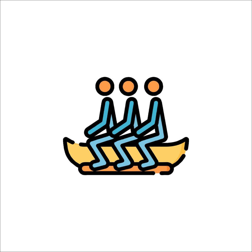 Three people in a canoe icon vector