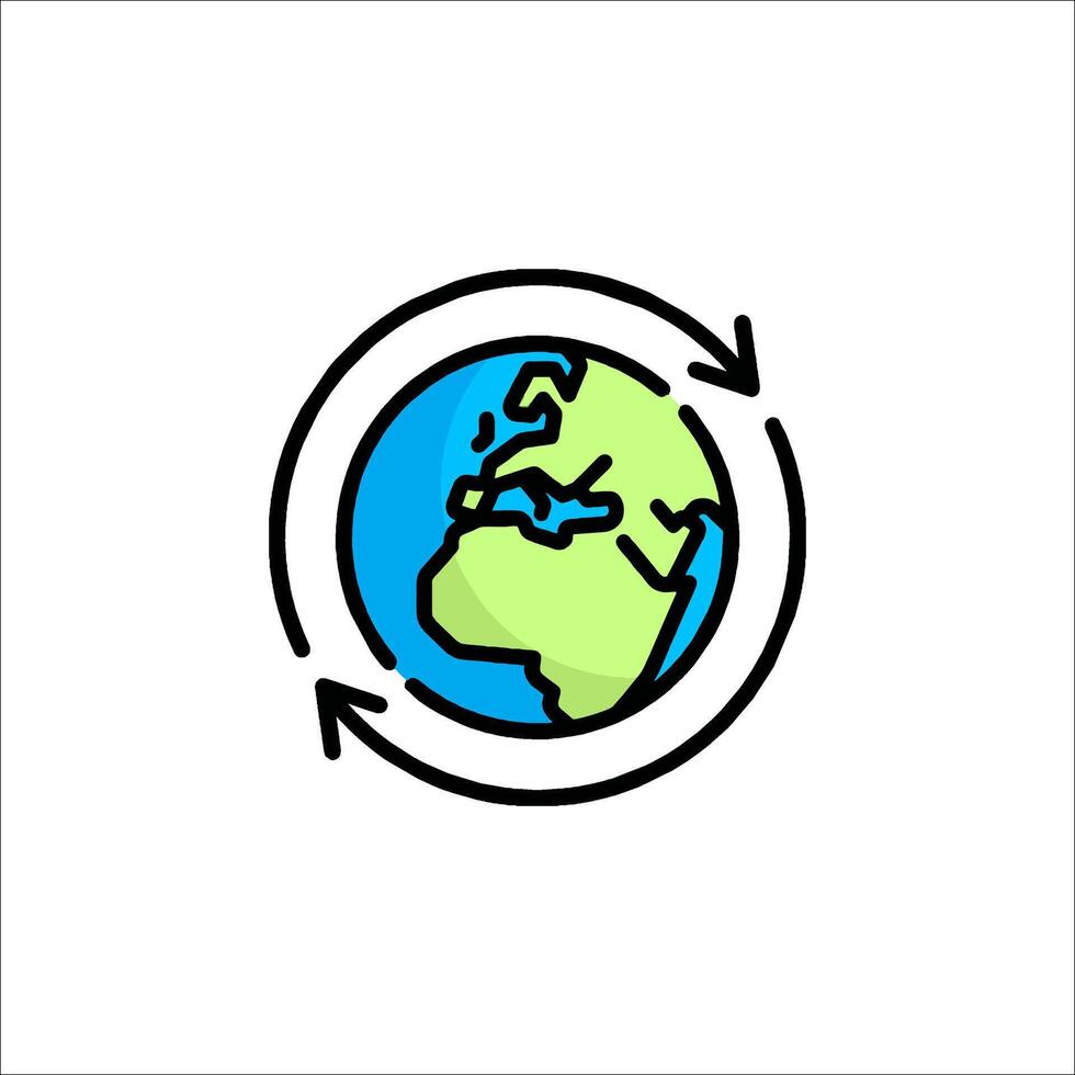Earth globe with arrow and arrow icon vector