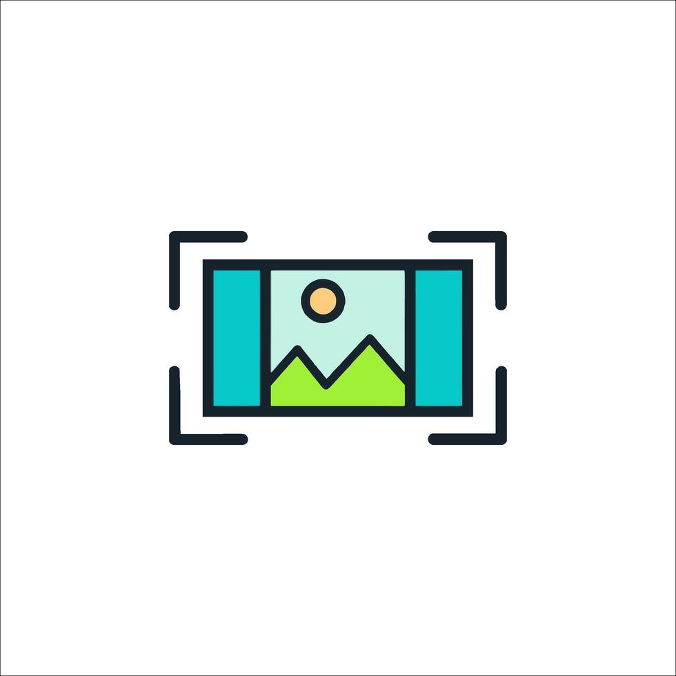 A camera with a mountain in the background vector