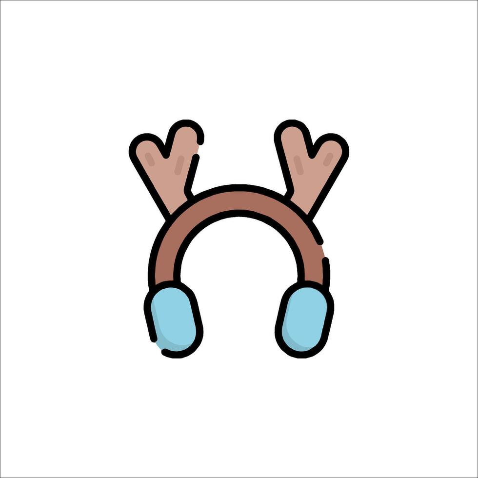 A cartoon reindeer head with headphones on it vector