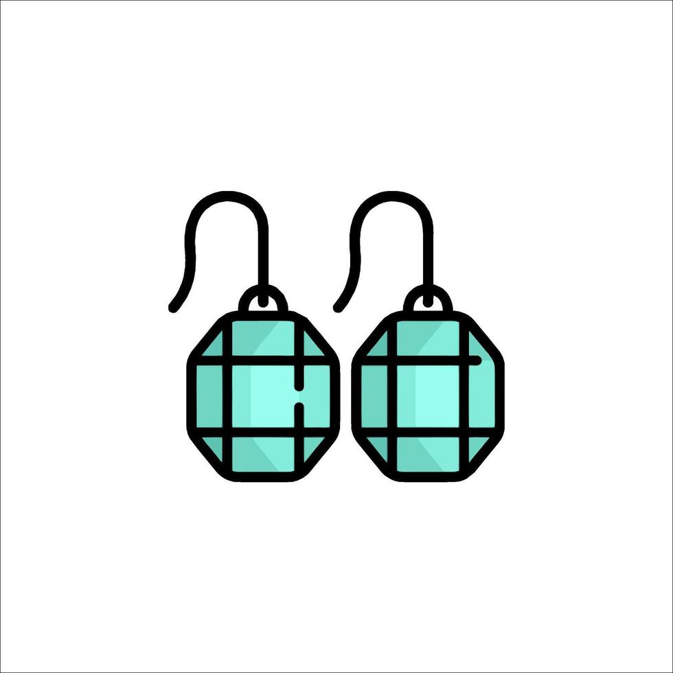 A pair of earrings with a green background vector