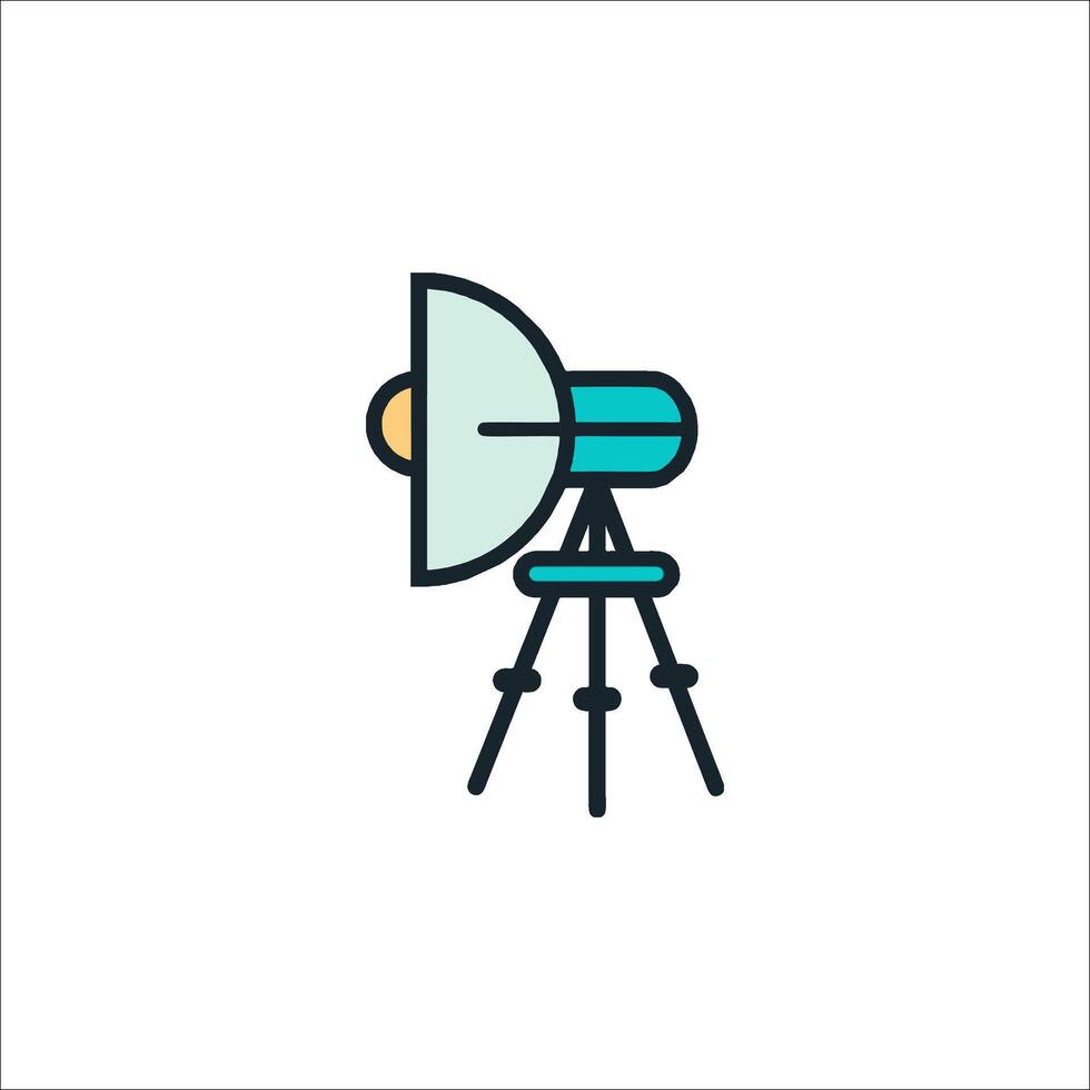 A camera on a tripod icon vector