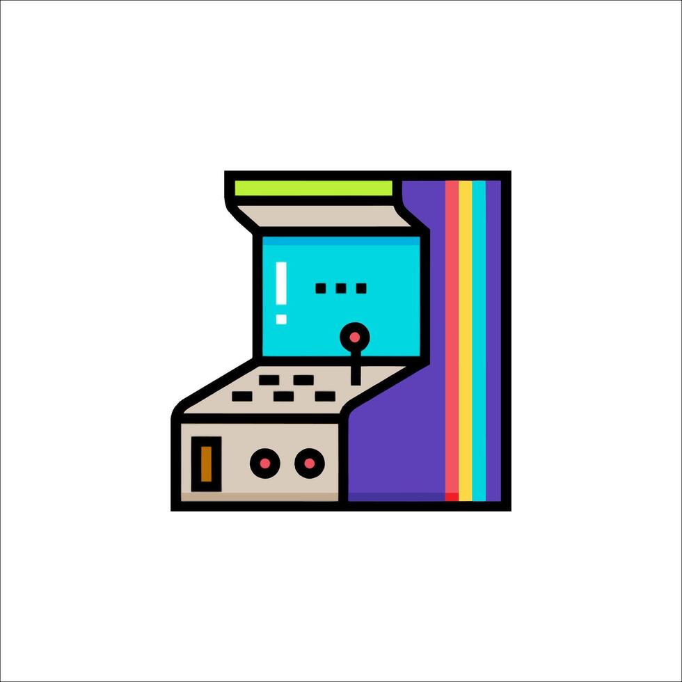 An arcade machine icon with a rainbow stripe vector