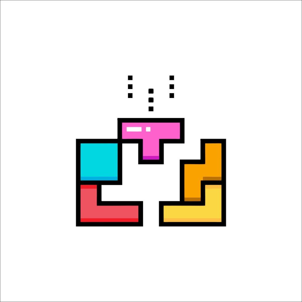A pixel art style icon of a puzzle piece vector