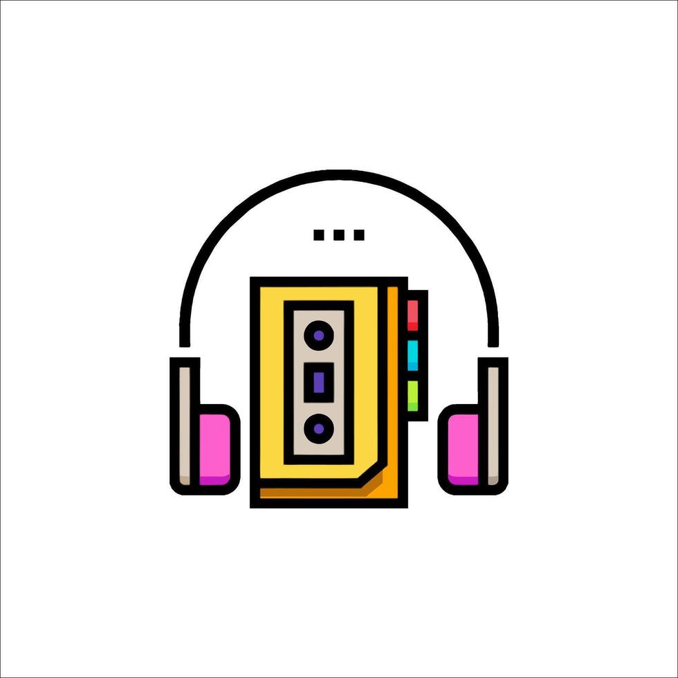 A cassette player and headphones icon vector