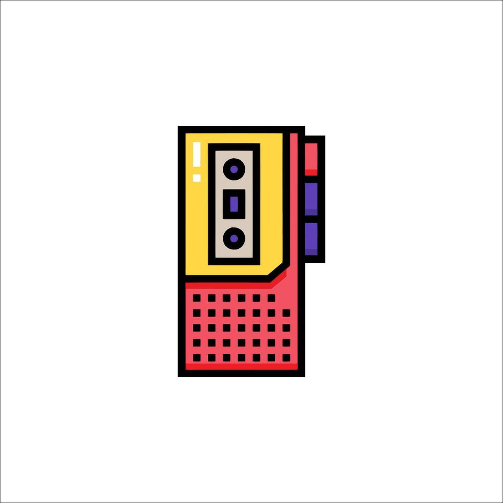 A colorful cassette player icon on a white background vector