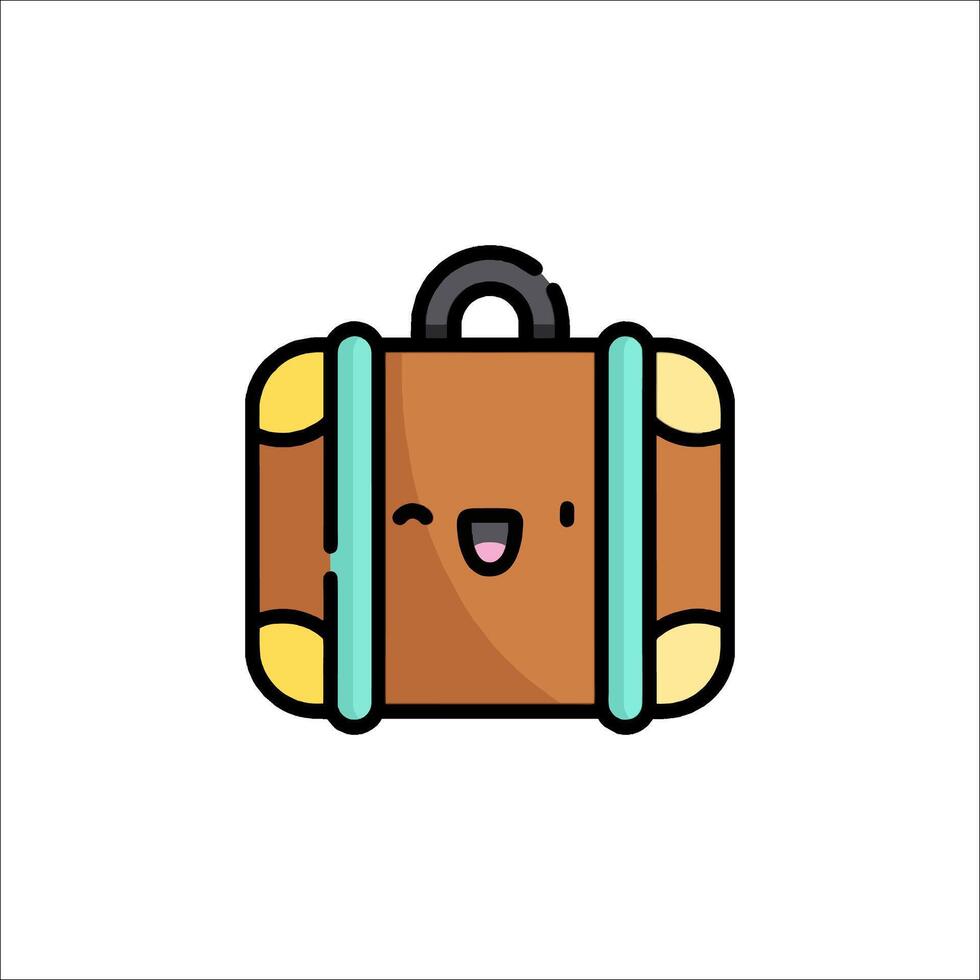 A cartoon suitcase with a smiley face vector