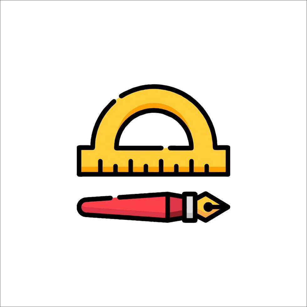 A ruler and a pen icon on a white background vector