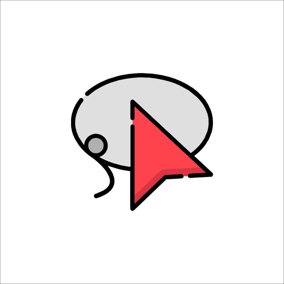 A red arrow pointing to a speech bubble vector