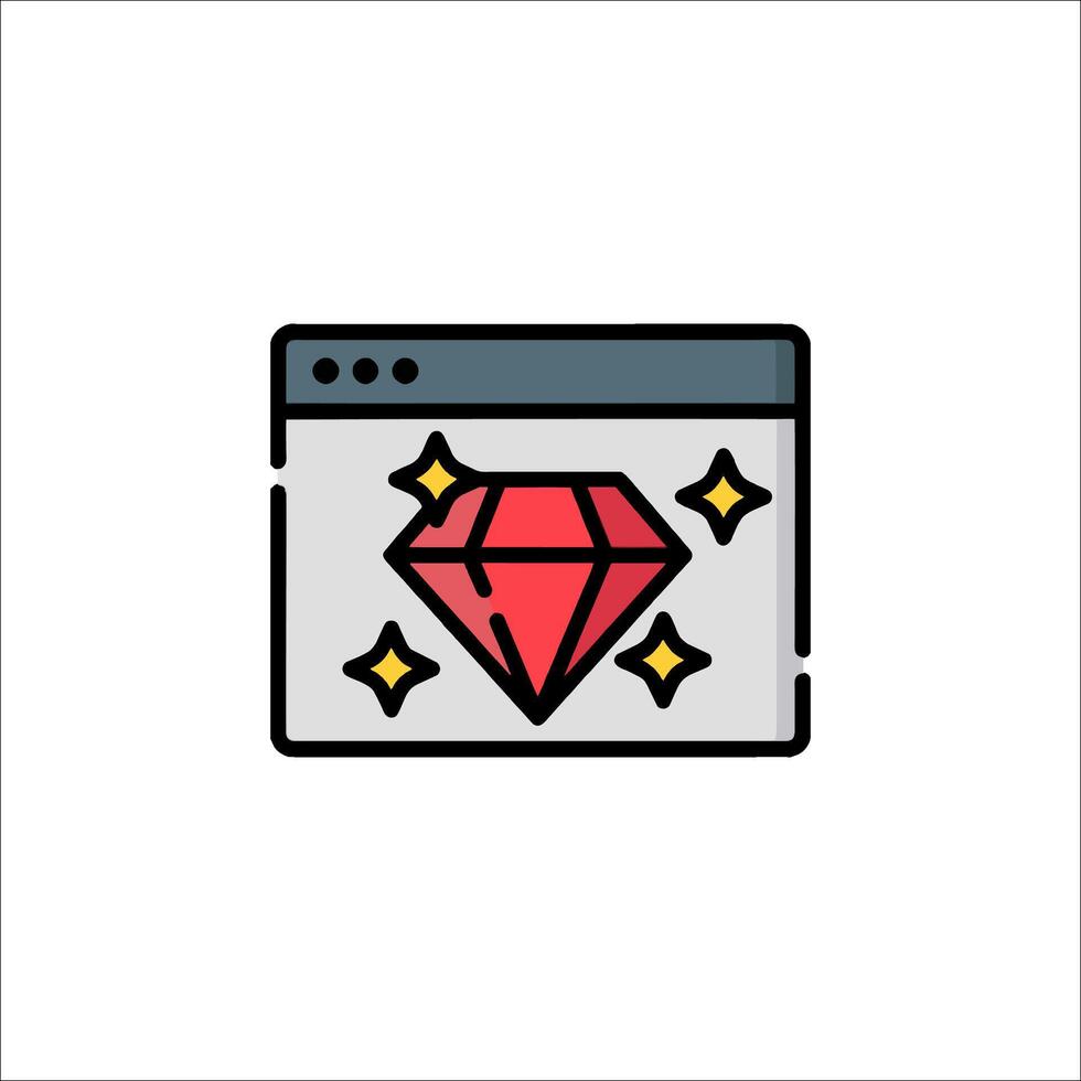 A red diamond icon on a computer screen vector