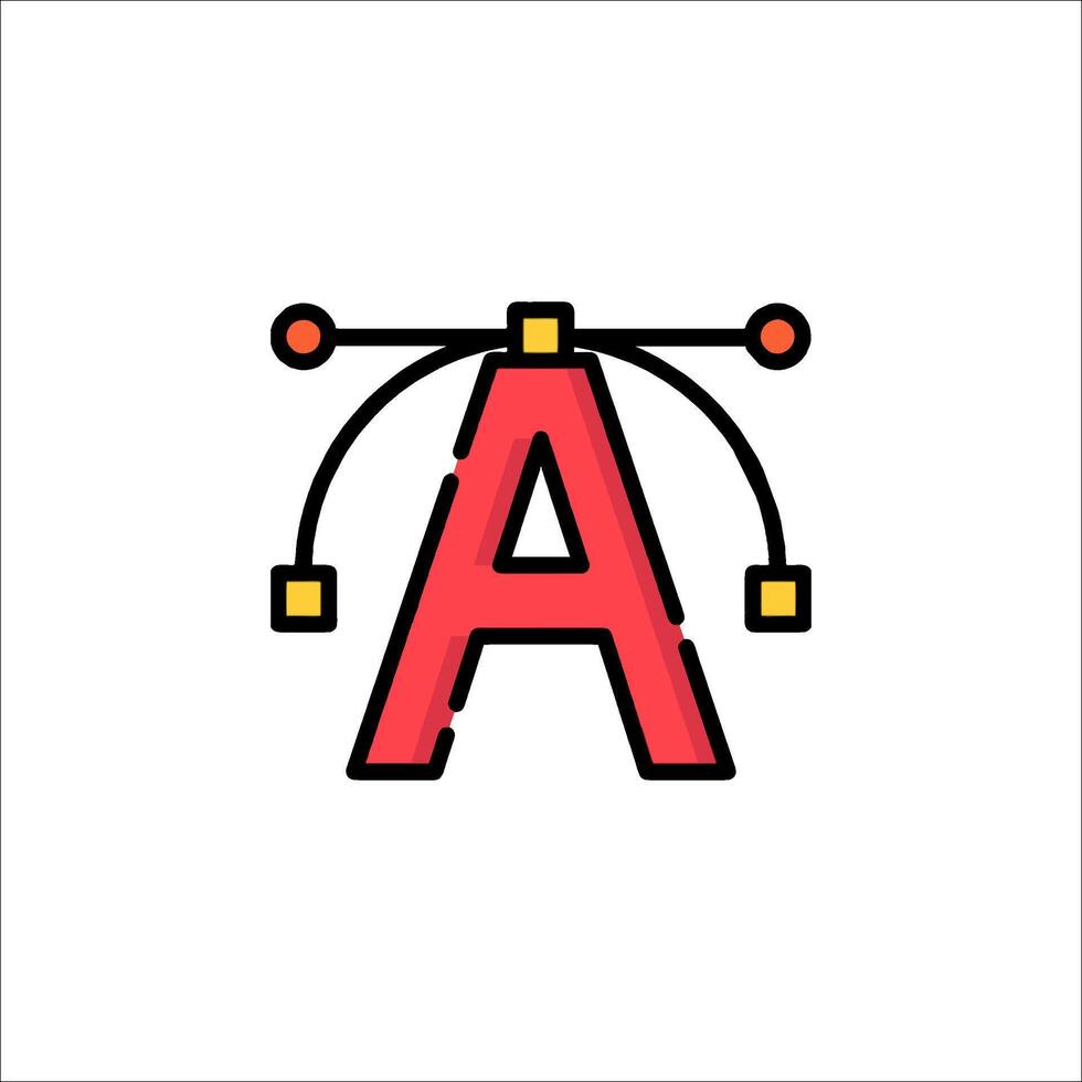 A letter with a red and orange dot on it vector