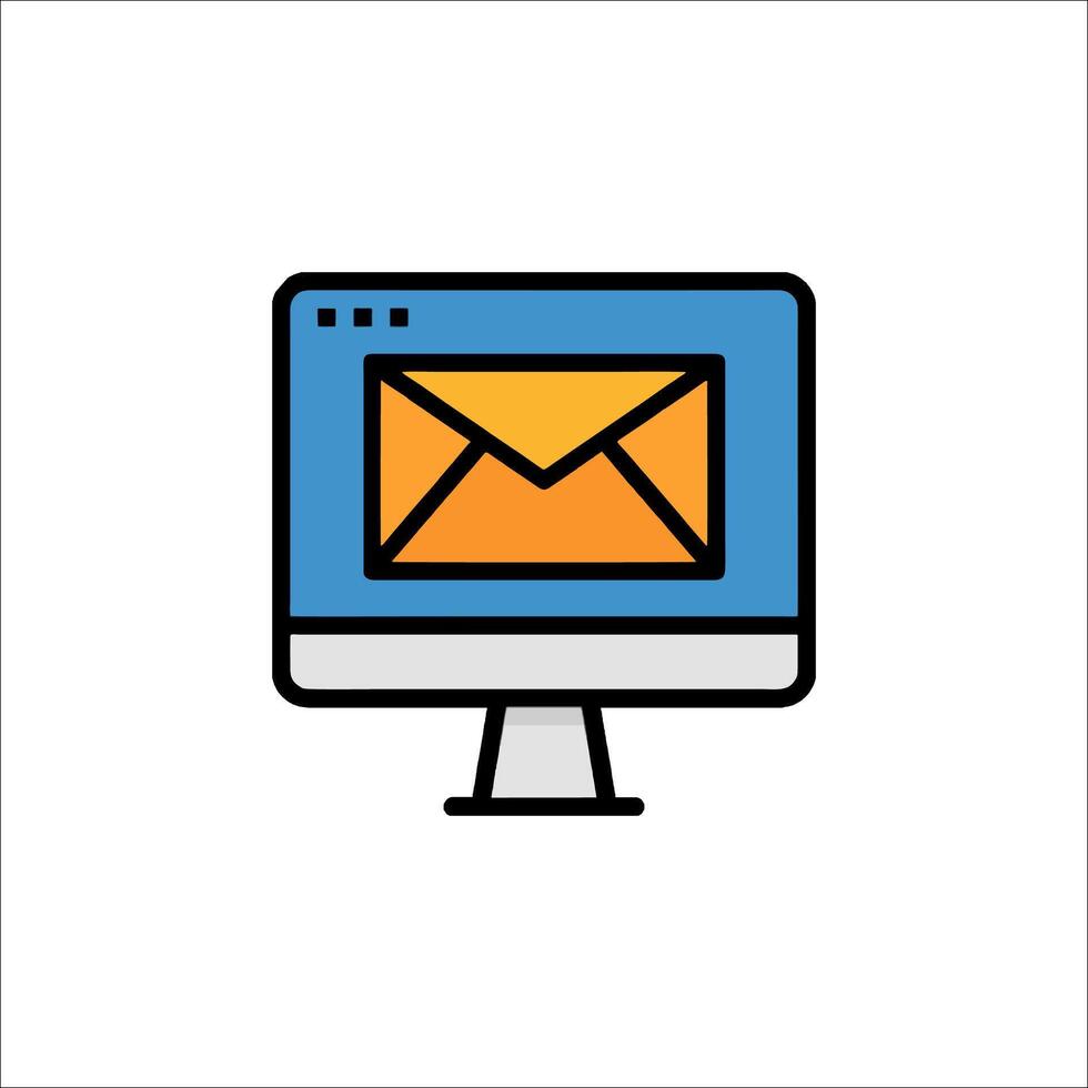 Email icon on computer monitor illustration vector