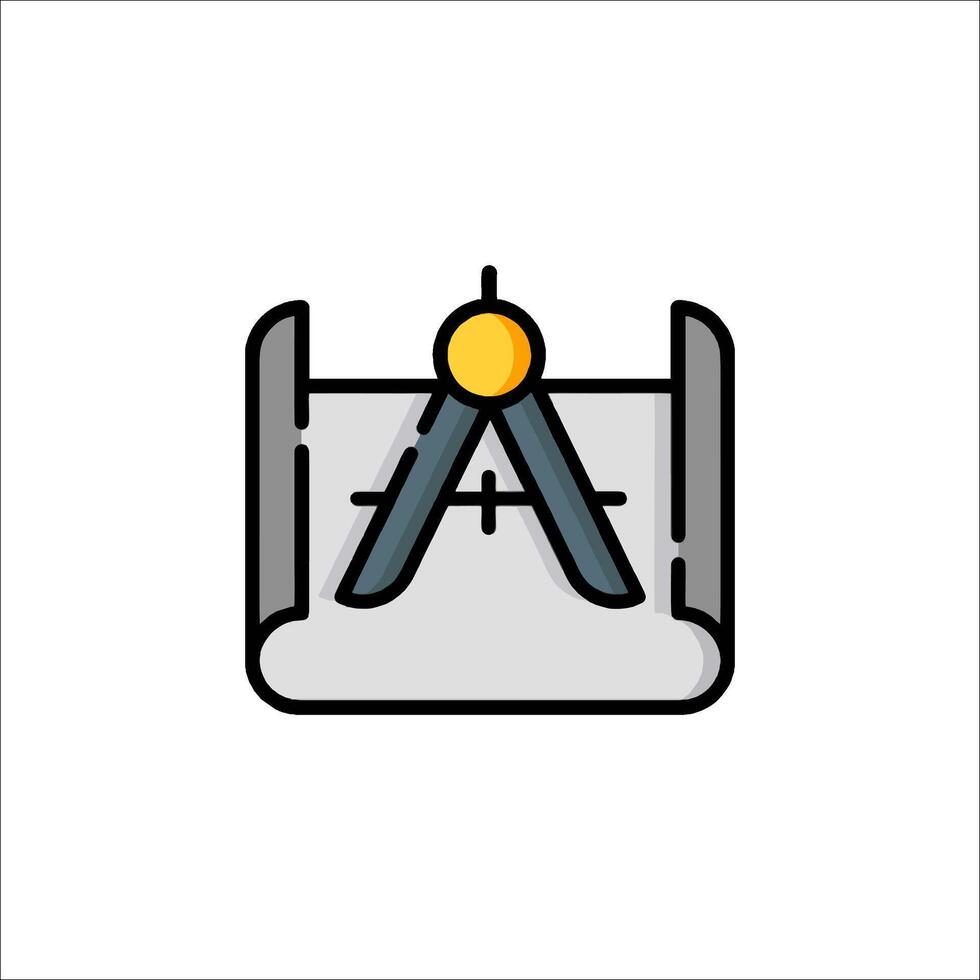 A compass and ruler icon on a white background vector