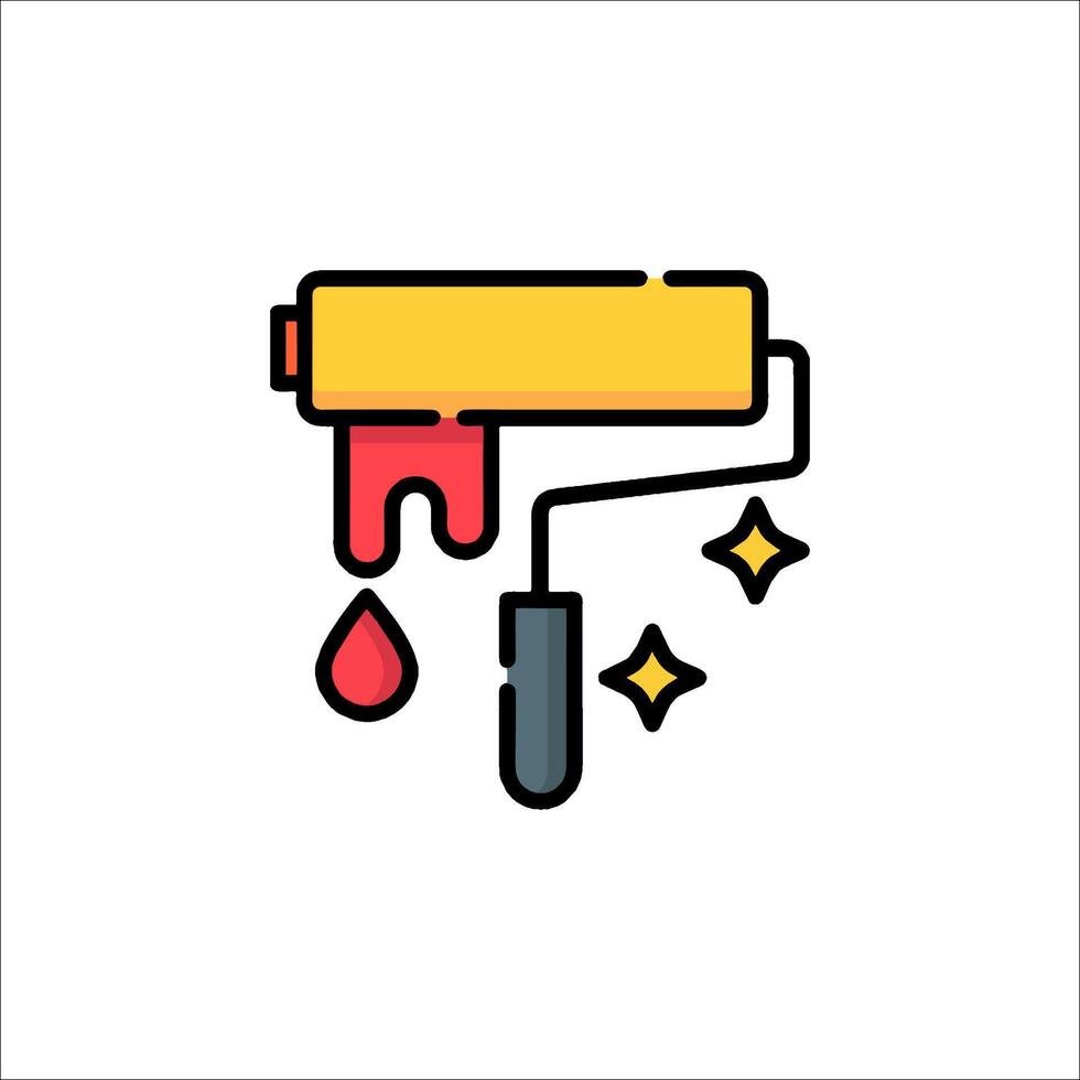 A paint roller with paint on it and a star vector