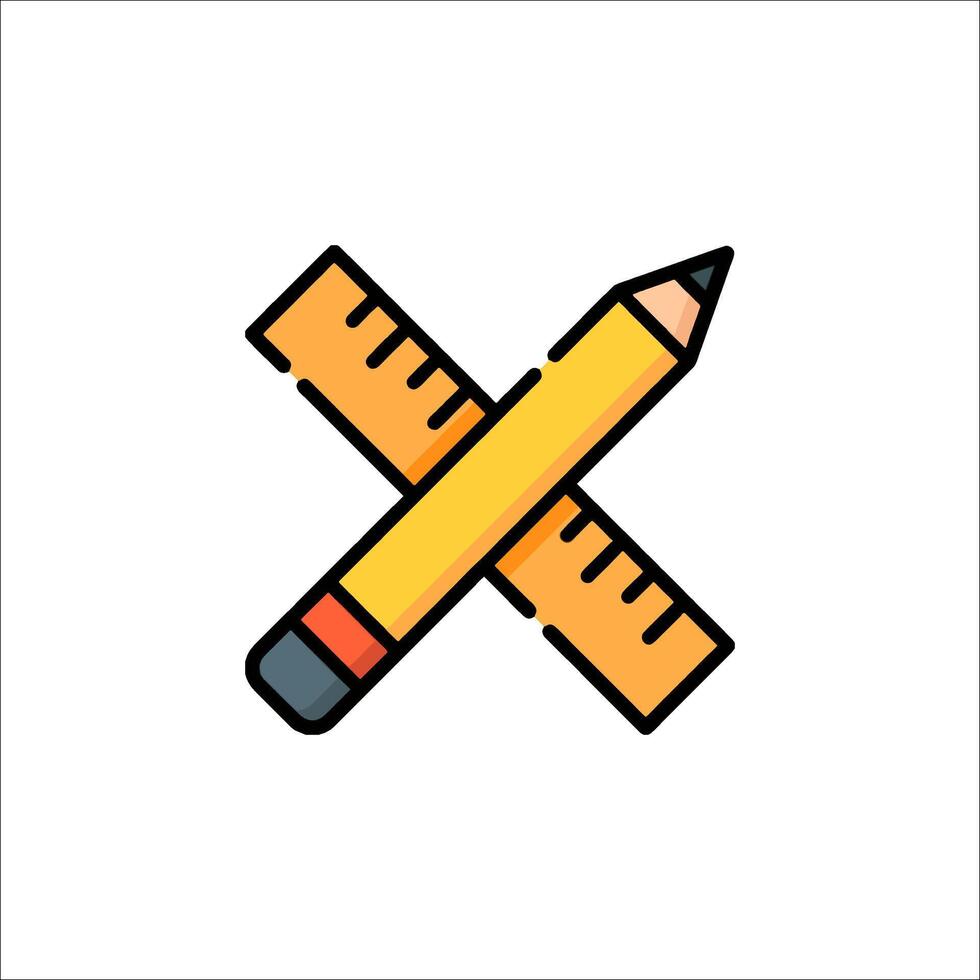 A pencil and ruler icon on a white background vector