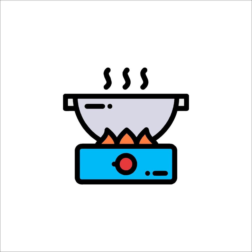 A stove with hot food on it vector