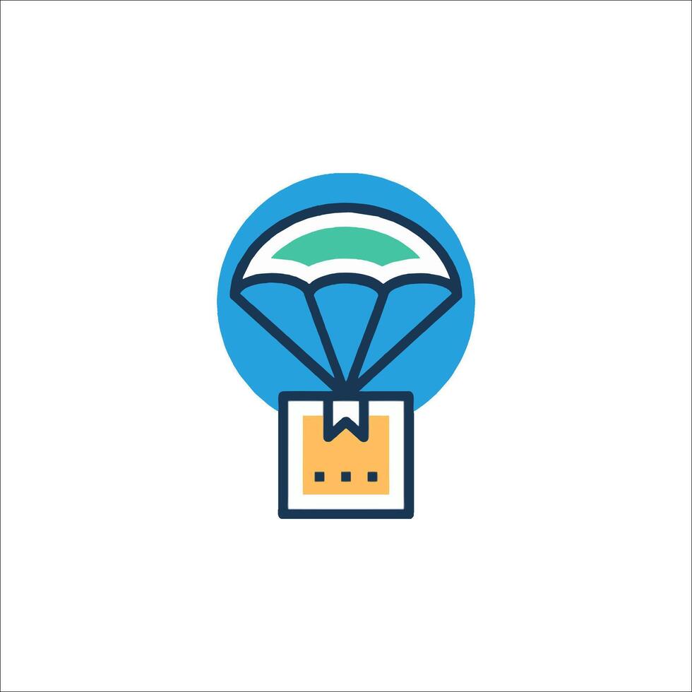A parachute icon with a box and a parachute vector