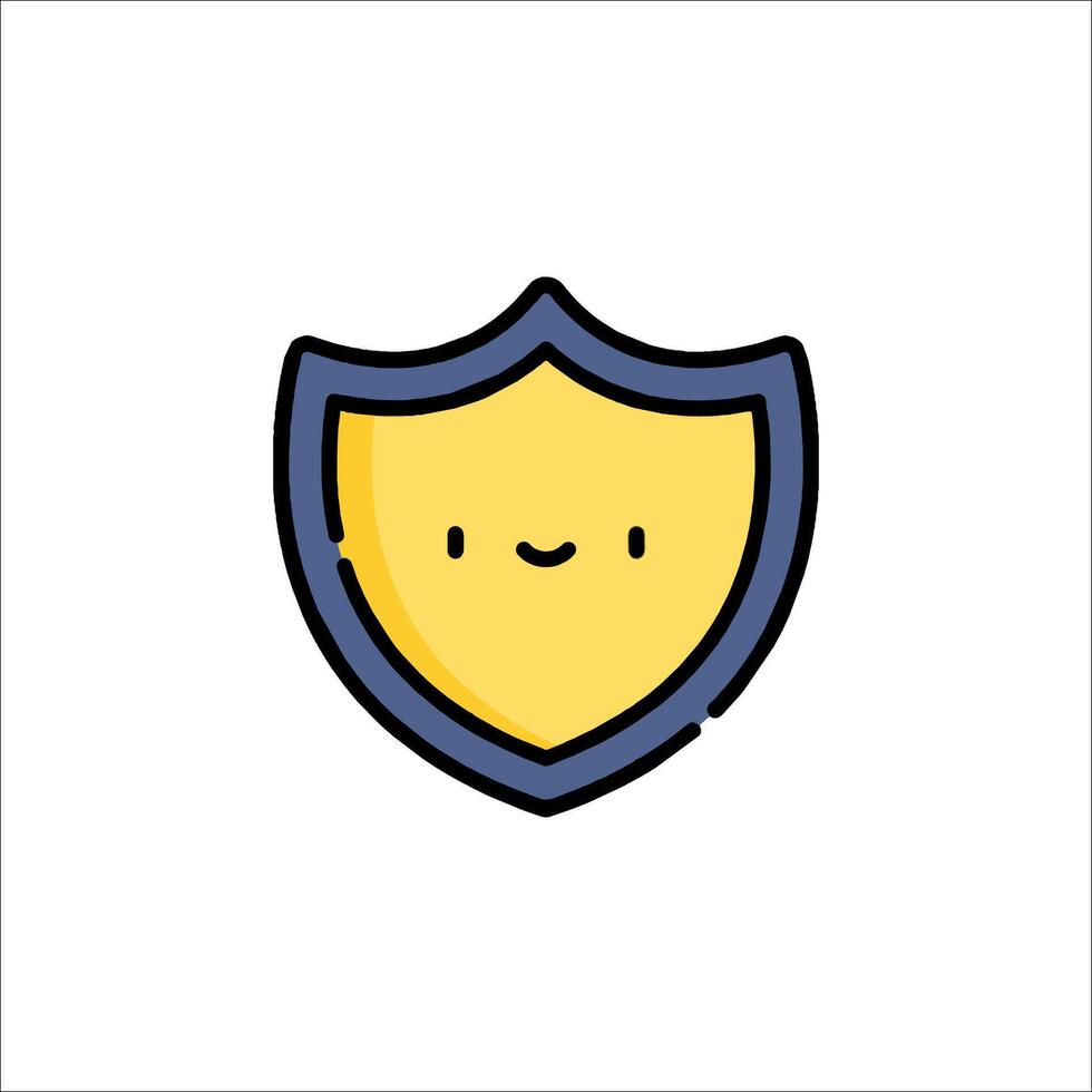 A cartoon shield with a smile on it vector