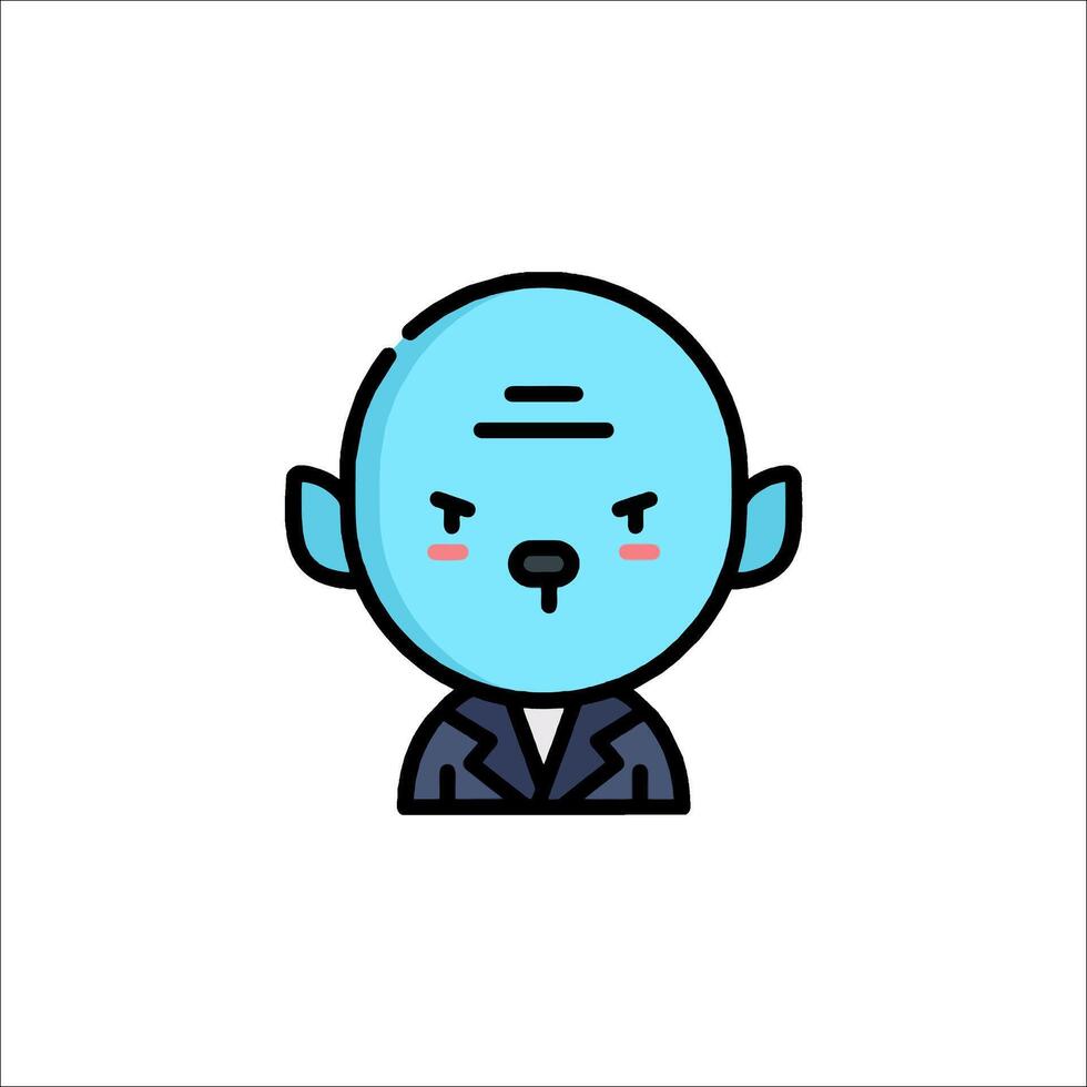 A blue cartoon character with a black suit and tie vector