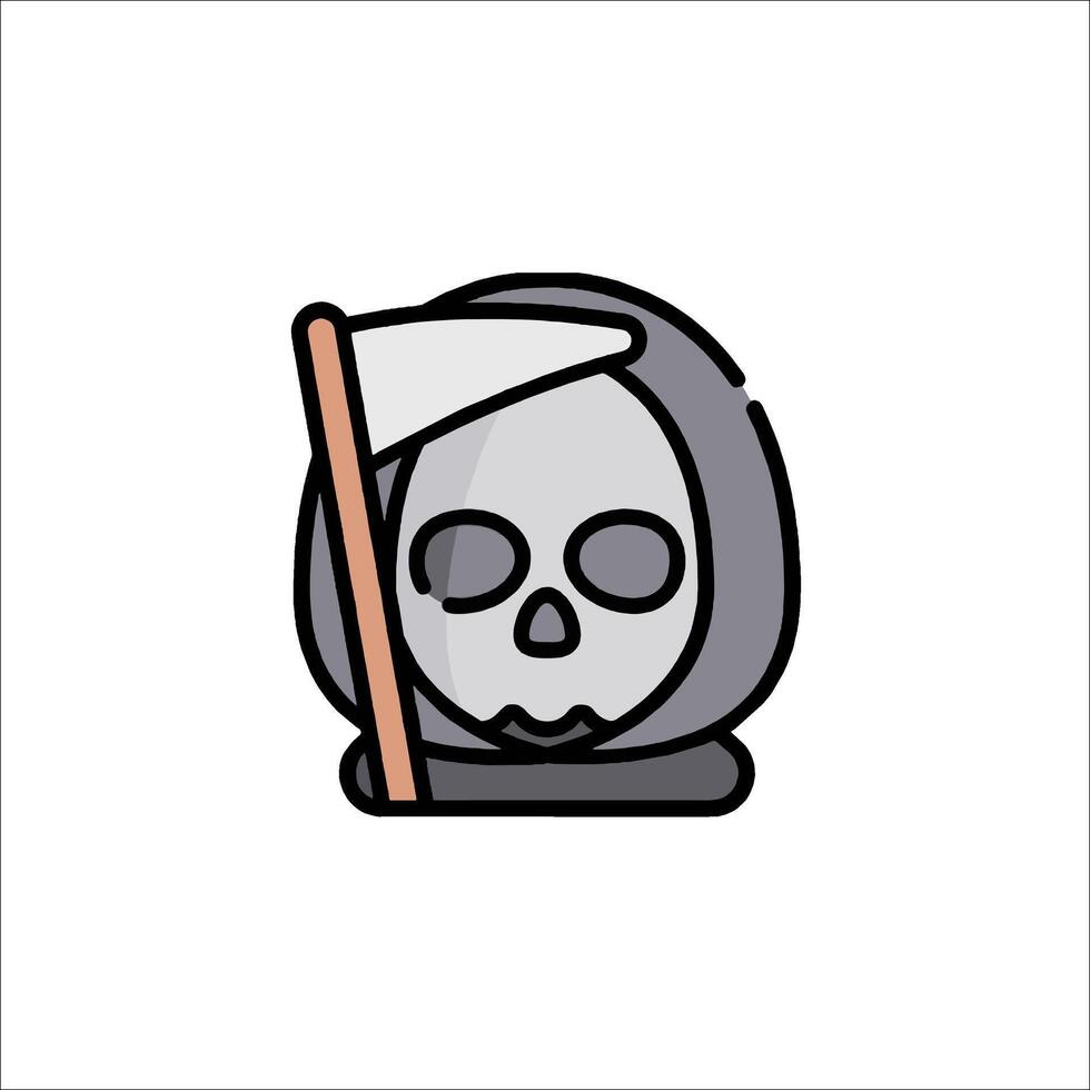 Grim reaper icon with a scythe and a hat vector