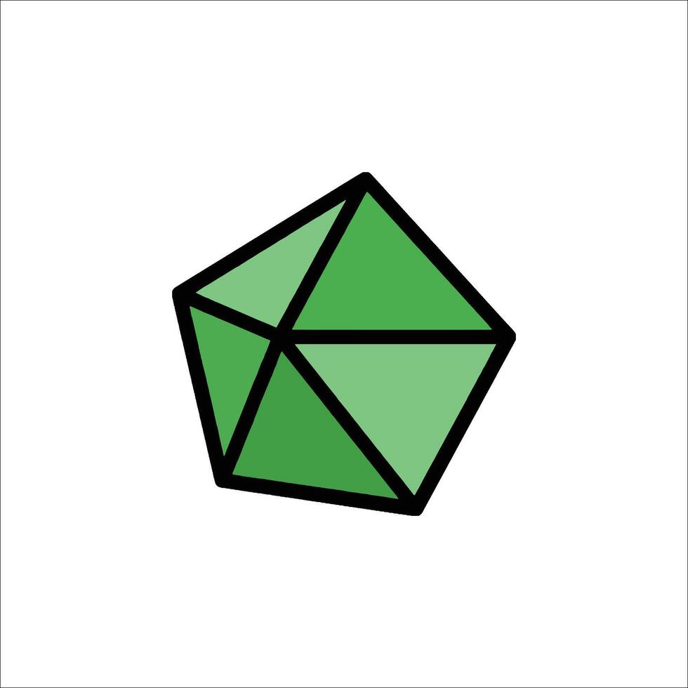 A green cube with a black outline vector