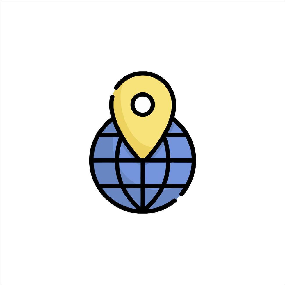 A globe with a pin on it and a map pointer vector