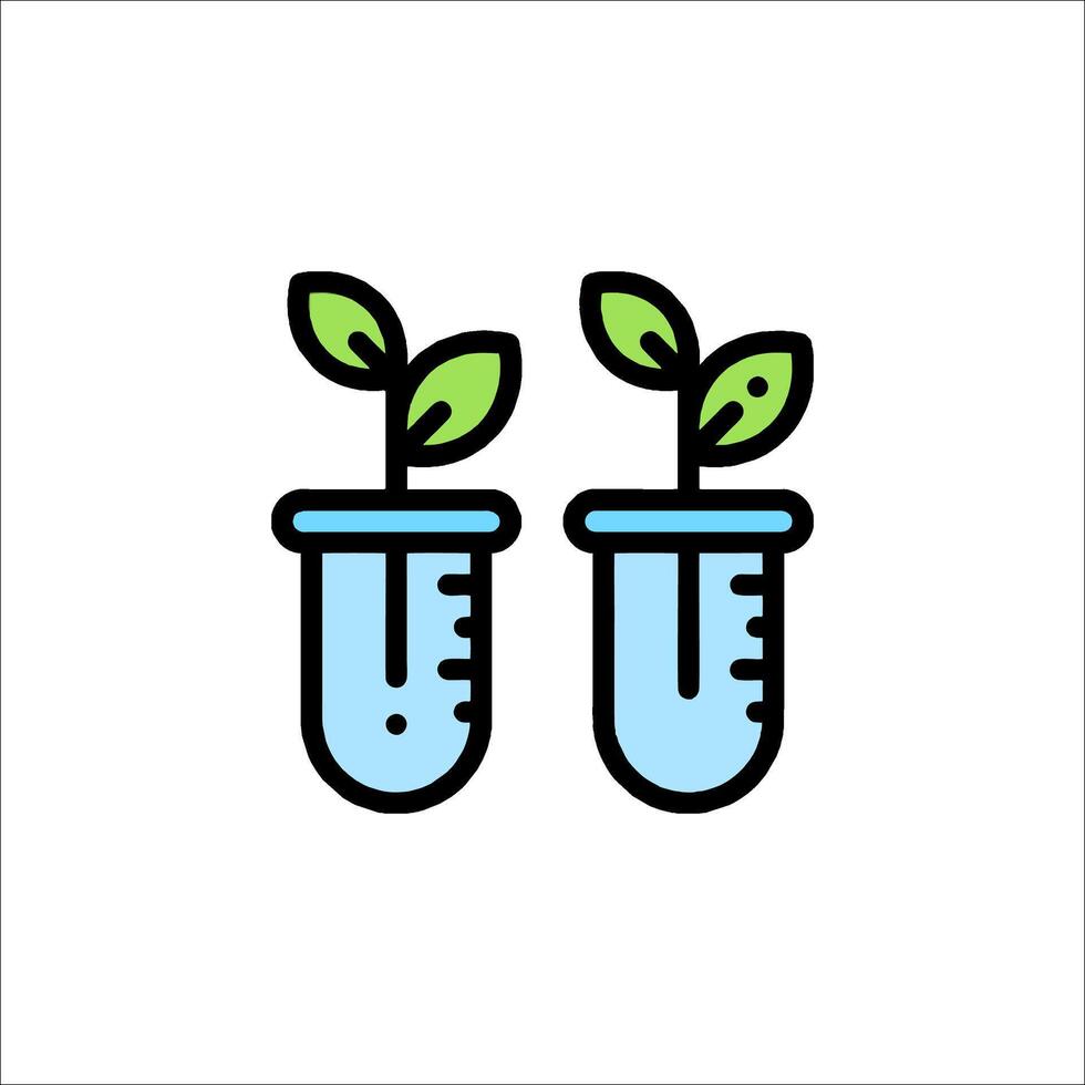 Two test tubes with plants in them vector