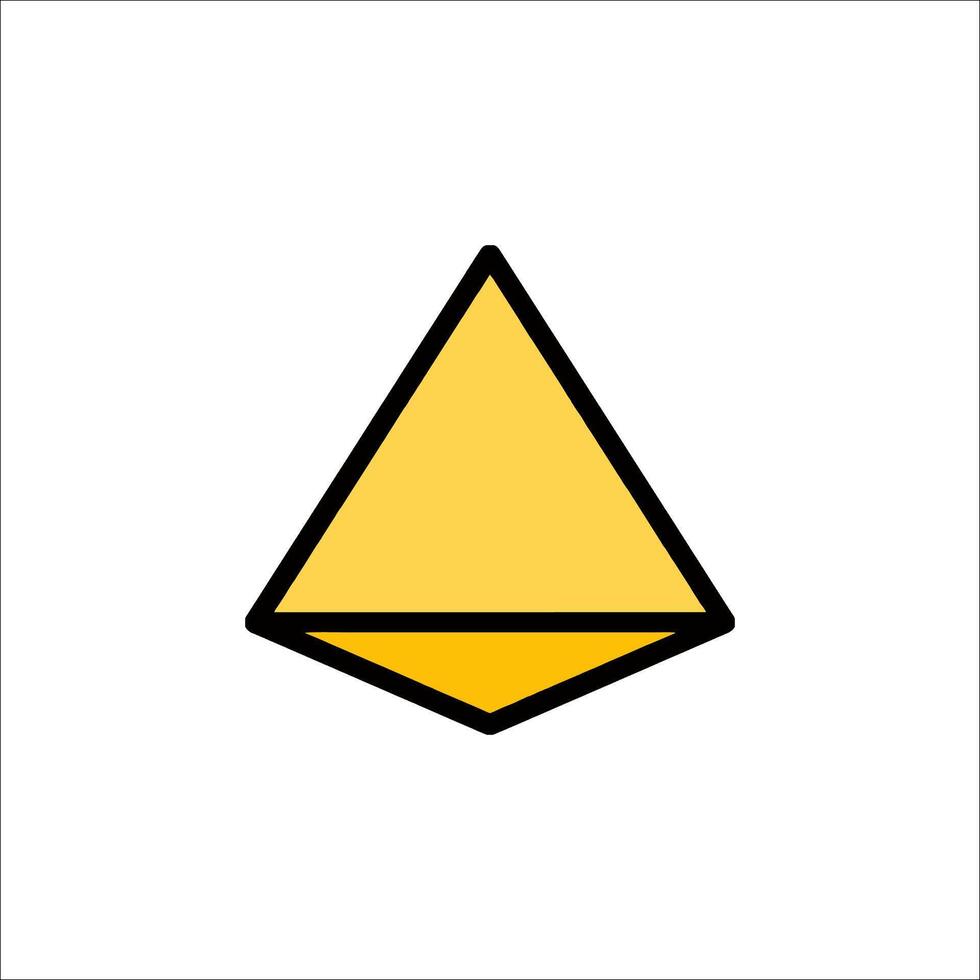 A yellow triangle with a black outline vector