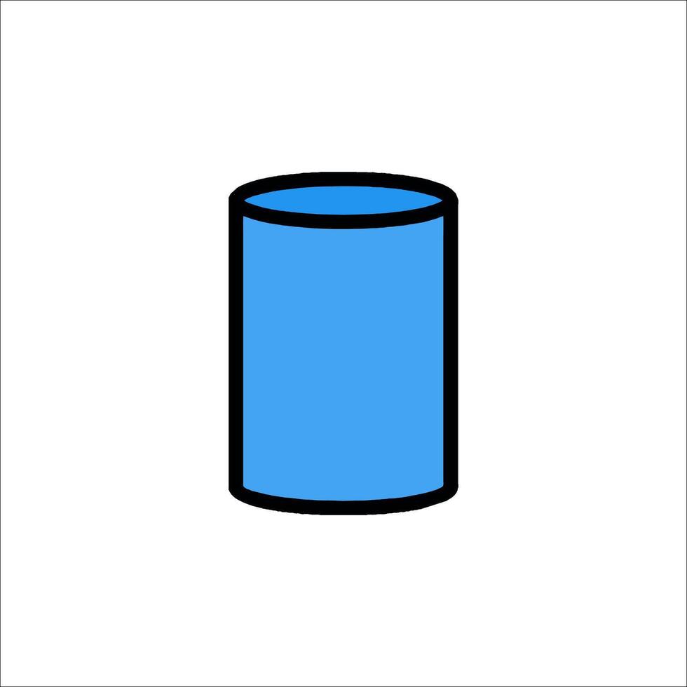 A blue cylinder with a black outline vector