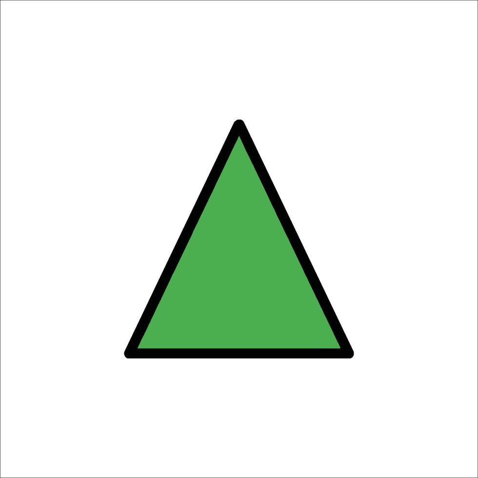 A green triangle with a black outline vector