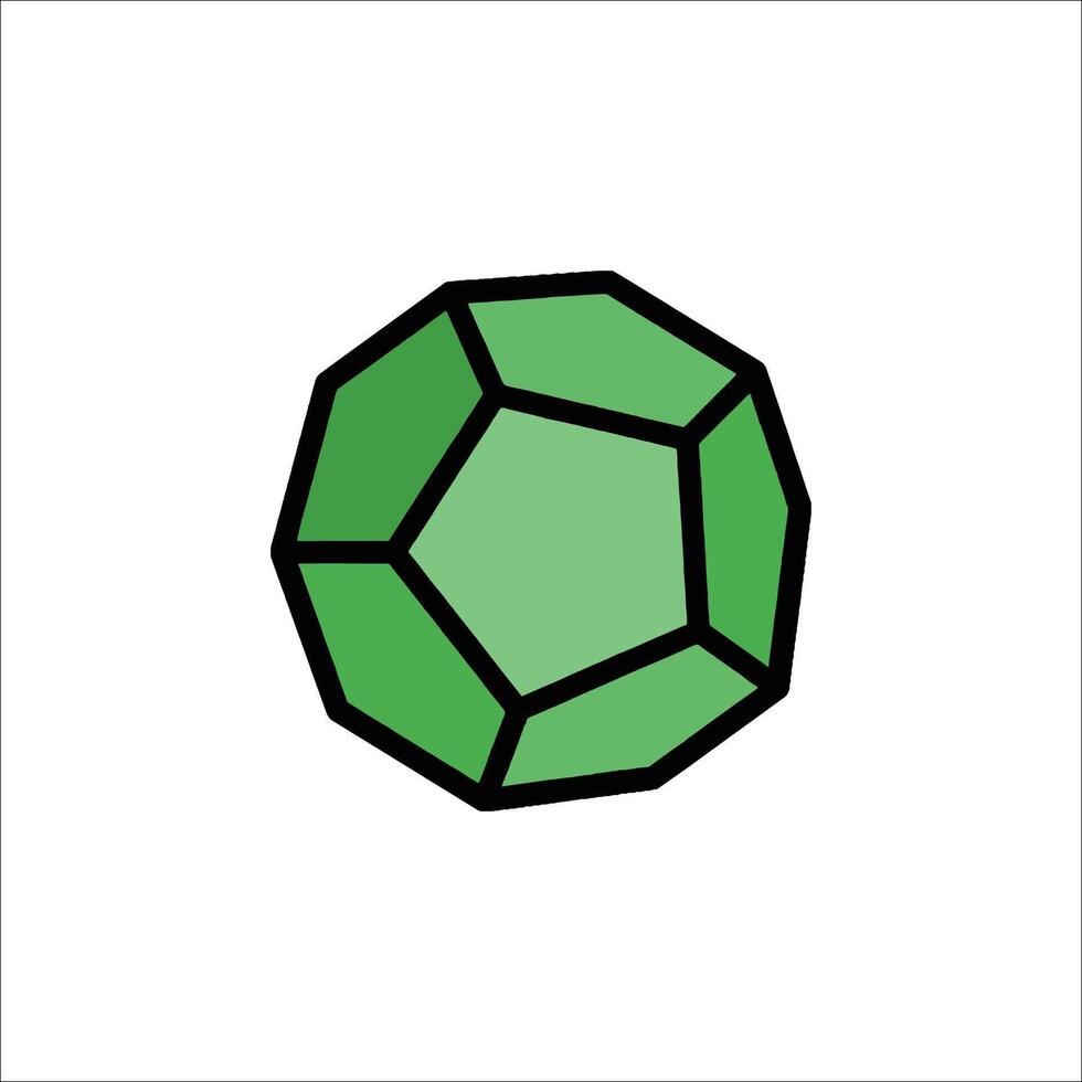 A green gemstone with a black outline vector