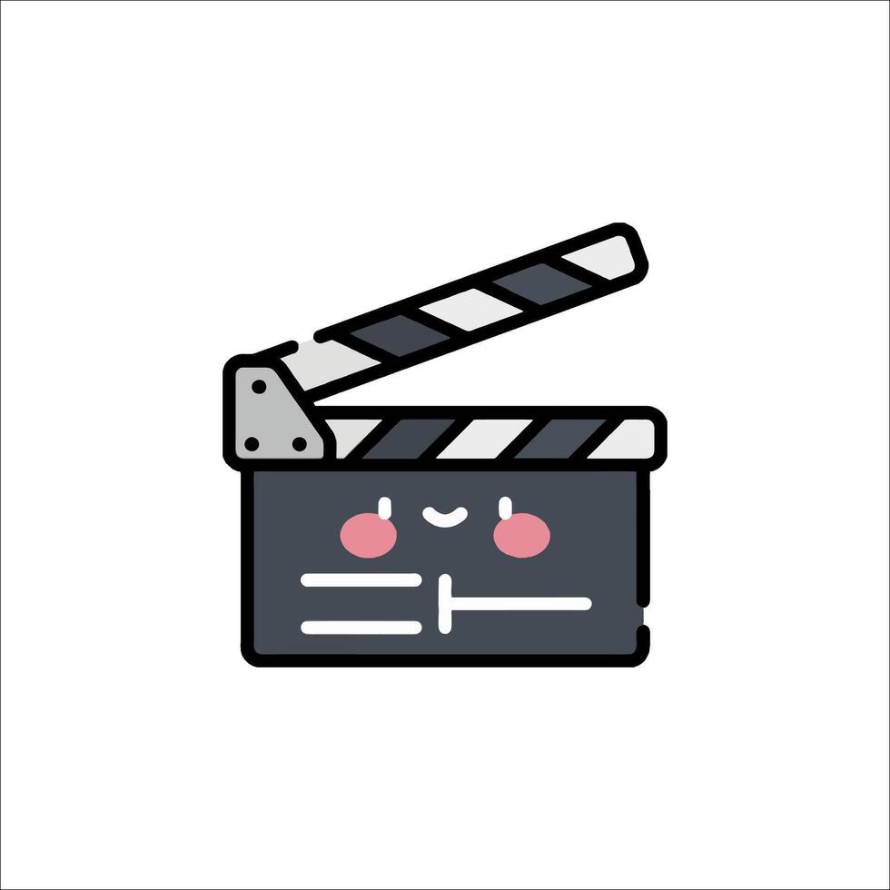 A clapperboard icon with a smiley face vector