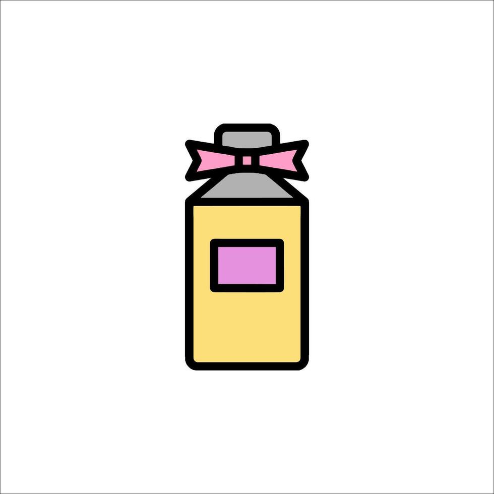 A bottle of perfume with a pink ribbon on it vector